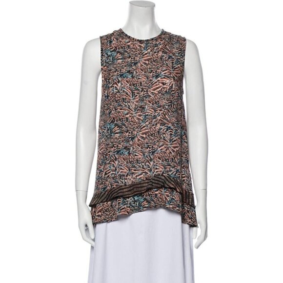 PROENZA SCHOULER 100% Silk Print Sleeveless Bias Hem Hi Low Tunic Top SMALL - Picture 9 of 15